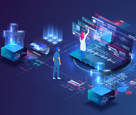 Online doctor and medical consultation. Pharmaceutical research laboratory with scientists working to develop new drugs and genetic testing.. Vector