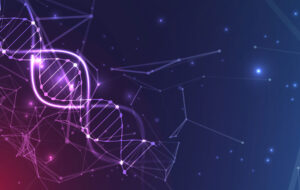 Science template, wallpaper or banner with a DNA molecules. Vector illustration