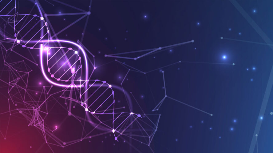 Science template, wallpaper or banner with a DNA molecules. Vector illustration