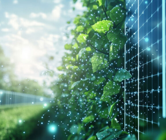 A highresolution image of a sensor array collecting environmental data highlighting the role of AI in climate modeling and ecological research.