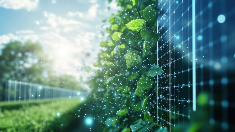 A highresolution image of a sensor array collecting environmental data highlighting the role of AI in climate modeling and ecological research.