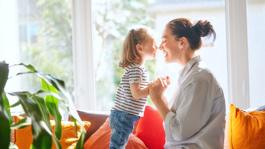 mother and daughter playing